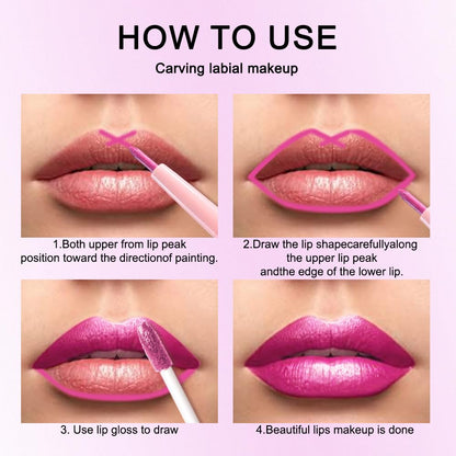 evpct Hot Pink Metallic Glitter Lip Liner and Lipstick Combo Lip Gloss Stain Set Makeup for Women Long Lasting Waterproof 24, Rose Pink Frosted Metallic Shimmer Glossy iridescent Liquid Lipstick 07