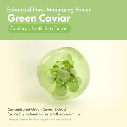 Green Caviar Pore Ampoule With 2,500ppm Green Caviar, Niacinamide, Pore Minimizer, Hydrating, Firming, Pore Tightening, Reduces Pores, Korean Skin Care, 33ml, 1.11 fl.oz.