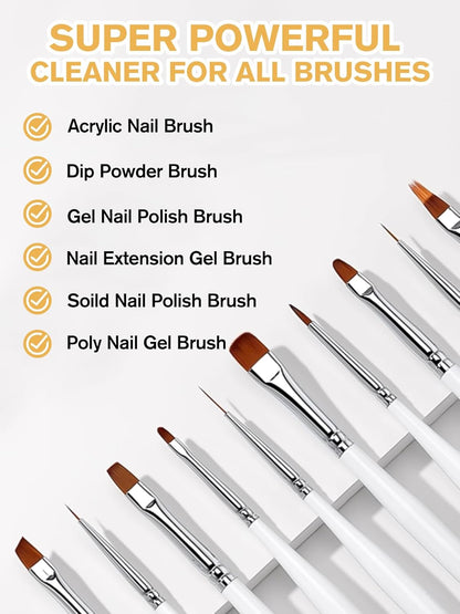 EBANKU 120ml Acrylic Nail Brush Cleaner, 3 in 1 Nail Art Brushes Conditioner Nail Brush Clean Solution Quickly Clean for Solid Gel Polish/Nail Extension Gel