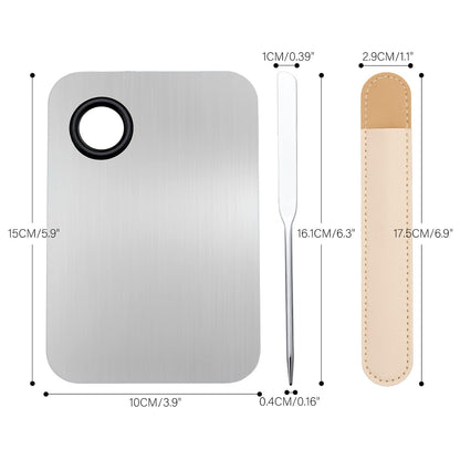 G2PLUS Makeup Mixing Palette, Makeup Spatula and Foundation Palette, Stainless Steel Cosmetic Makeup Palette with Picasso Spatula for Foundation, Eye Shadow, Eyelash, Nail Art and Concealer