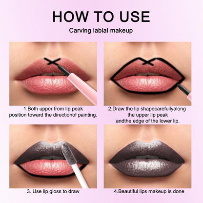 evpct Black Metallic Glitter Lip Liner and Lipstick Combo Lip Gloss Stain Set Makeup for Women Long Lasting Waterproof 24, Goth Gothic Halloween Metallic Shimmer Frosted Iridescent Liquid Lipstick 17