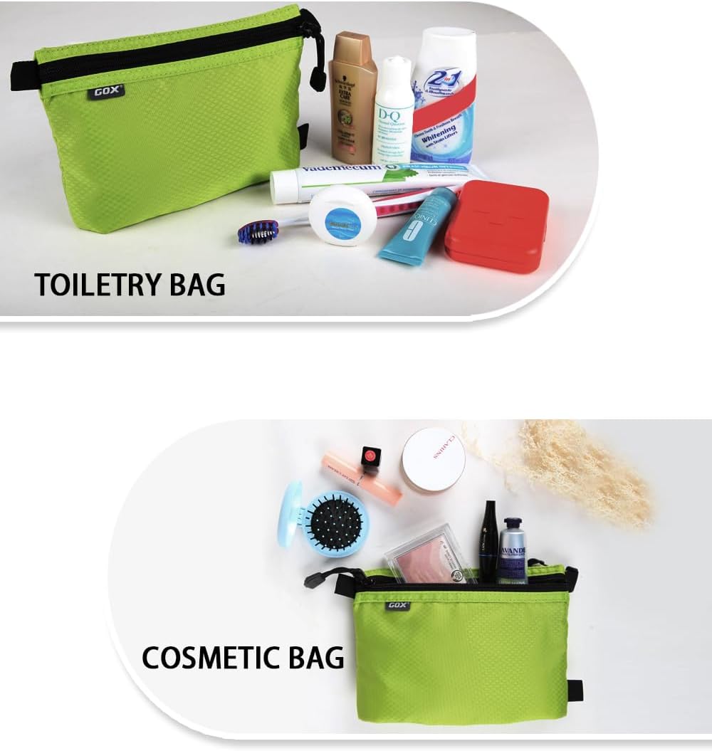 GOX Small Toiletry Bag for Men Bulk Cosmetic Bag Dopp Kit Carry On Zipper Pouch Organization Nylon Small Packing Sack Waterproof