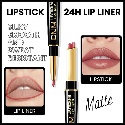 Kaely 2-in-1 Nude Pink Velvet Matte Lip Liner & Lipstick Combo Set Kit for Women, Magic 24 Hours Lipstick and Lip Liner Makeup Set Stain Long Lasting Waterproof labial 46