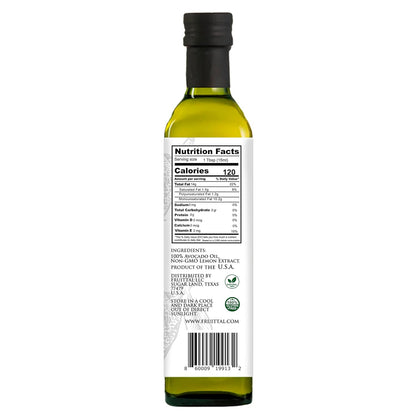 Fruittal Lemon-Infused Avocado Oil – 100% Pure, Made in the USA, and Rich in Health Benefits (16.9 Oz)