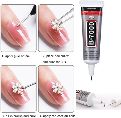 Black and Brown Rhinestones with Glue(S8-S30) for Bedazzling,2mm-6mm Non-Hotfix Flatback Nail Gems Beads with B7000, Resin Nail GemsStones Diamond Kit for Bedazzle Crafting, Nails DIY Art Decoration