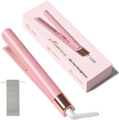 Mini Flat Iron 1 Inch Ceramic Mini Hair Straightener, Small Flat Irons for Short Hair, Curls Bangs, Dual Voltage for Travel,Dual Voltage for Worldwide Use