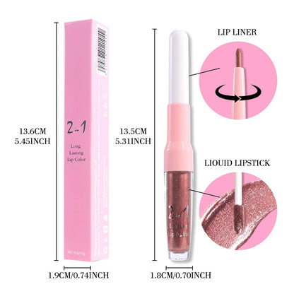 evpct Dark Bronze Metallic Shimmer Lip Liner and Lipstick Combo Lip Gloss Stains Set Makeup for Women Long Lasting Waterproof 24, Iced Mocha Frosted Metallic Glitter Glossy iridescent Liquid Lipstick