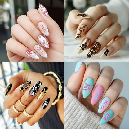 3Pcs Cute Cow Nail Stamping Plate Set Graffiti Spots Animal Heart ShapedStainless Steel Nail Templates Clear Silicone Nails Stamping with Stamper Scraper for Manicure Printing