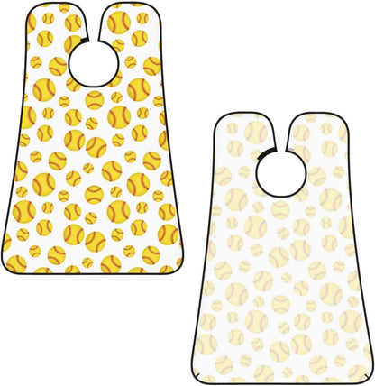 Beard Grooming Cape, Waterproof Hair Catcher for Shaving Trimming, Non-Stick Bib Apron Gifts for Dad Men, Softball Yellow Shave Bib