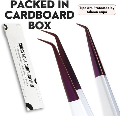 Isolation Tweezers for Eyelash Extension – 14cm Curved, White & Purple, Stainless Steel, Best for Individual Isolation & Classic Lashes, Pinzas para Pestaña (Matte White Purple)
