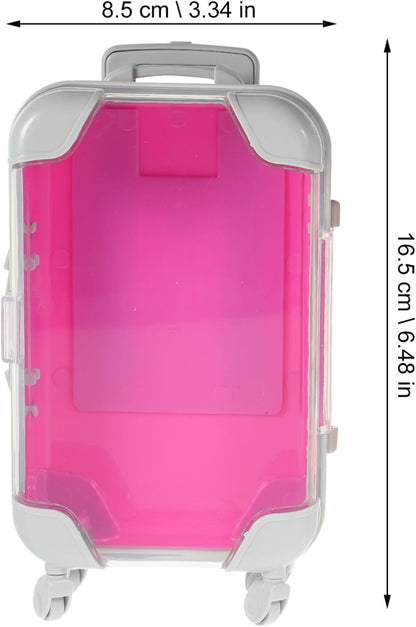 4pcs Simulation Suitcase Makeup Box, Portable False Eyelashes Storage Box, Travel Makeup Carrying Case, Pink & Rose Red, 6.49 x 3.34 x 1.96 Inch