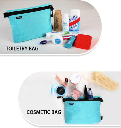 GOX Small Toiletry Bag for Men Bulk Cosmetic Bag Dopp Kit Carry On Zipper Pouch Organization Nylon Small Packing Sack Waterproof