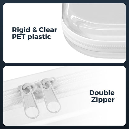 Extra Large 13.7" Durable Clear Hard Shell Zipper Case 6 Pack, 2x Large, 2x Medium, 2x Small, Clear Travel Makeup Case, Hard Plastic Travel Toiletry & Cosmetic Bag, Toy & Make Up Organizer Pouch