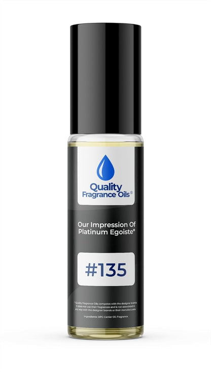 Quality Fragrance Oils' Platinum Egoiste for Men Impression #135 | Long-Lasting Perfume Oil, Alcohol-Free, Strong Scent, 10ml Roll-On | Affordable Alternative to Designer Fragrances