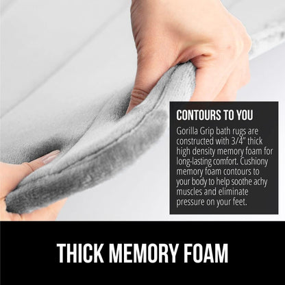 GORILLA GRIP Memory Foam Bath Mat, Soft Absorbent US Designed Bathroom Rug, Gripping Dots Machine Washable Bathmat, Cushioned Floor Mats, Shower Sink Rugs Room Décor Accessories, 60x24 Light Gray