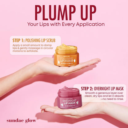 Mango, Vanilla & Watermelon Duo Lip Mask & Scrub - Dermatologist Tested, Anti-Aging, Korean Skin Care, Deep Hydration - Smooth, Soft & Plump Lips - Clean Beauty, Vegan, Non-GMO - 1 Pack