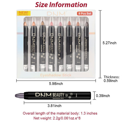 evpct 8Pcs Cream Eye Shadow Brightener Sticks Set for Eyes, Champagne Golden Rose Bronze Pink Waterlily Mauve Plum Smoky Amethyst Tawny Shimmer Matte Pencil Eye shadow Crayon Stick Palette Makeup 06