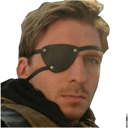 Retro Single Eye Patch - Black Eye Patches - PU Leather Pirate Eye Patch Cover - Adjustable Medieval Steampunk Blindfold for Adults Role Play Costume Accessories, (Right)