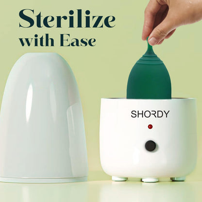 SHORDY Menstrual Cup and Steamer Sterilizer for Beginners Kit Set of 2 Period Cups (Small & Large) Electric Steam Sterilizer Cleaner for Easy Wash Heavy Flow Tampons Pads & Disc Alternative for Women