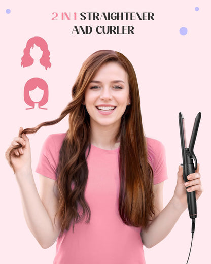 5 in 1 Curling Iron with Thermal Brush and 4 Interchangeable Ceramic Barrels(1/2 to 1 1/2 inch), Curling Wand Set with Flat Iron, Fast Heating, Dual Voltage Hair Curler, Gifts for Women