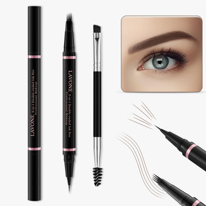 Eyebrow Pencil Makeup Kit, with Waterproof 2-IN-1 Microblading Eyebrow Pen, Eyebrow Pomade, Eyeliner and Dual-ended Eyebrow Brush, Brow Pencil Kit for Natural Eyebrows - Ash Blonde