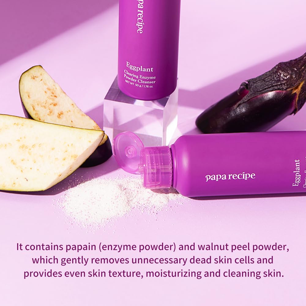 Papa Recipe Eggplant Enzyme Powder Cleanser – Triple Exfoliation with AHA, BHA, PHA – Low pH Korean Skincare Face Wash for Sensitive Skin
