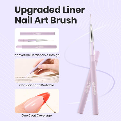 Beetles Nail Art Brushes, 1pcs Liner Brush Size 15mm Painting Art Design Manicure Pen Detachable Handle and Protect Cap Professional Nail Tools for Lines, Details, Fine Drawing