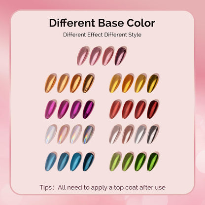 MelodySusie 9Pcs Chrome Nail Powder for Gel Nails,Metallic Mirror Effect Pigment Stylish and Technological Fine Glitter for Home DIY Salon Use