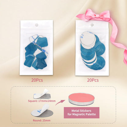 Magnetic Makeup Palette with Clear Top, Empty Eyeshadow Pan Dispensing Storage Box with 40Pcs Adhesive Metal Stickers for DIY Cosmetics Lipstick Blush Powder(Medium Palette - 5.7"x4.3")