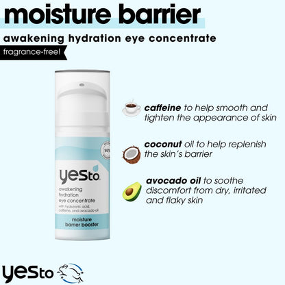 Yes To Awakening Hydration Eye Concentrate, Nourishes Delicate Skin Around Eyes For A Smoother, More Moisturized, and Brighter Appearance, Natural, Vegan & Cruelty Free, 0.5 Fl Oz