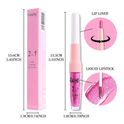 Kaely 2-in-1 Hot Pink Metallic Lipstick and Lip Liner, Shimmer Liquid Metallic Lipsticks for Women, Glitter Lip Gloss Stain Long Lasting Waterproof Smudge Proof 24 Hour, Vegan Makeup, 07