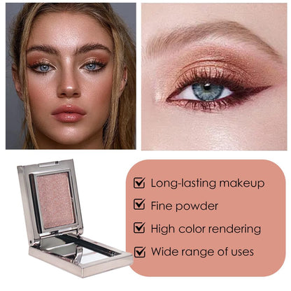 Red Brown Shimmer Single Eye Shadow Palette Makeup with Mirror,Neutral Powder Monochrome Eyeshadow for Older Women,Waterproof Long Lasting Naturing-Looking sombras para ojos