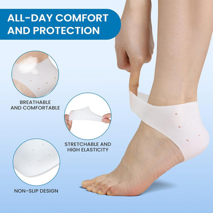 Plantar Fasciitis Gel Heel Protectors - 3 Pairs Heel Cups for Women & Men Heels Pain Relief - Heel Pads Cushions for Achilles Tendonitis Dry Cracked Heel Support Cushion