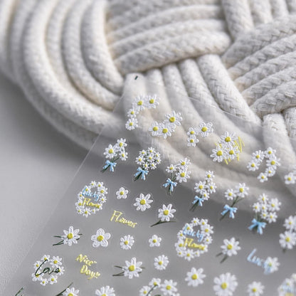 5D Embossed Flower Nail Stickers Spring Floral Nail Art Stickers Daisy Nail Decals Cute Stickers for Nails Designs Self Adhesive Nail Art Supplies & Decorations for Women Girls 1 Sheet