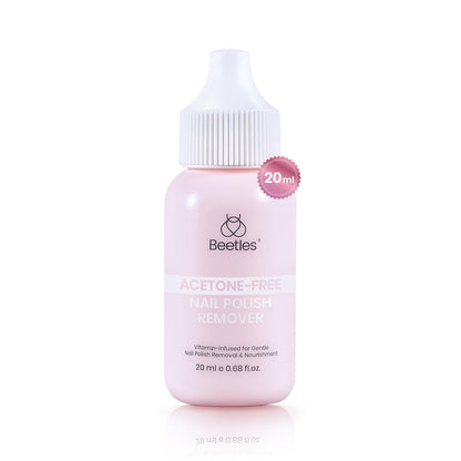 Beetles Non Acetone Nail Polish Remover - 0.67Fl Oz/20ML Controllable Nourishing Formula Acetone Free Nail Polish Remover - Non-Drying - Professional Quick and Gentle Removal for Natural Damaged Nail