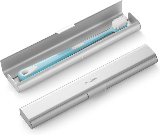 Aluminum Toothbrush Travel Case, Portable Travel Toothbrush Holder, Durable Manual Toothbrush Box Container for Traveling, Bathroom, Camping, Business Trip-1Pack Silver