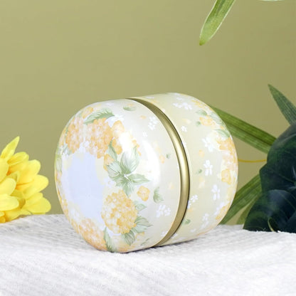 SHIMIDO Body Powder Puff and Container, 3.15" Portable Empty Body Powder Container for Baby Women's Loose Dusting Powder, Powder Case Box with Lids for Bath, Travel and Home Use (Yellow Flower)