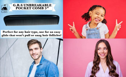 G.B.S 15 for Men's Hair Black Pack Pocket Size Beard & Mustache Combs Unbreakable 15 All Fine Sideburns for Travel Effortless Glide Peak Comfort Bag Packing Fine Tooth