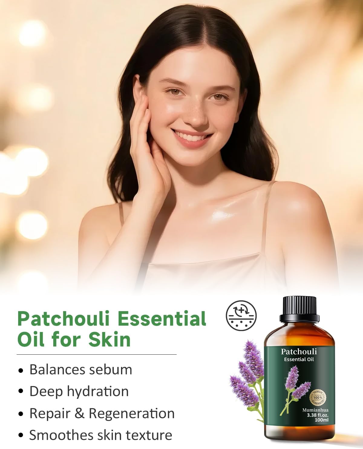Mumianhua 100% Pure Patchouli Essential Oil Therapeutic Grade Natural Patchouli Oil for Diffuser, Perfume, Skin,Hair, Soap Making, DIY, Spraying 3.38 Fl Oz