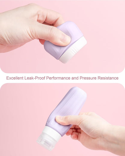 Travel Bottles for Toiletries 8 Pack, Travel Size Toiletries, Tsa Approved Travel Size Containers 3oz, with Travel Essentials Clear Bag, Leak Proof Silicone Squeezable Creams Jars