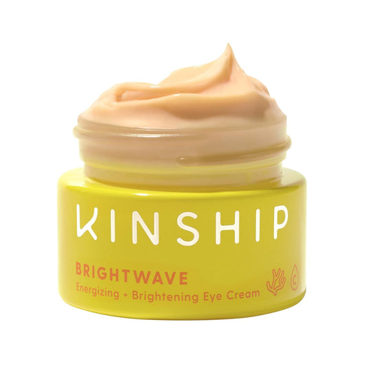 Kinship Brightwave Vitamin C Energizing + Brightening Eye Cream - Reduce Dark Circles & Puffiness - Diminishes Fine Lines & Under Eye Bags - Hydrating w/Antioxidants - Fragrance Free (0.5 Oz)