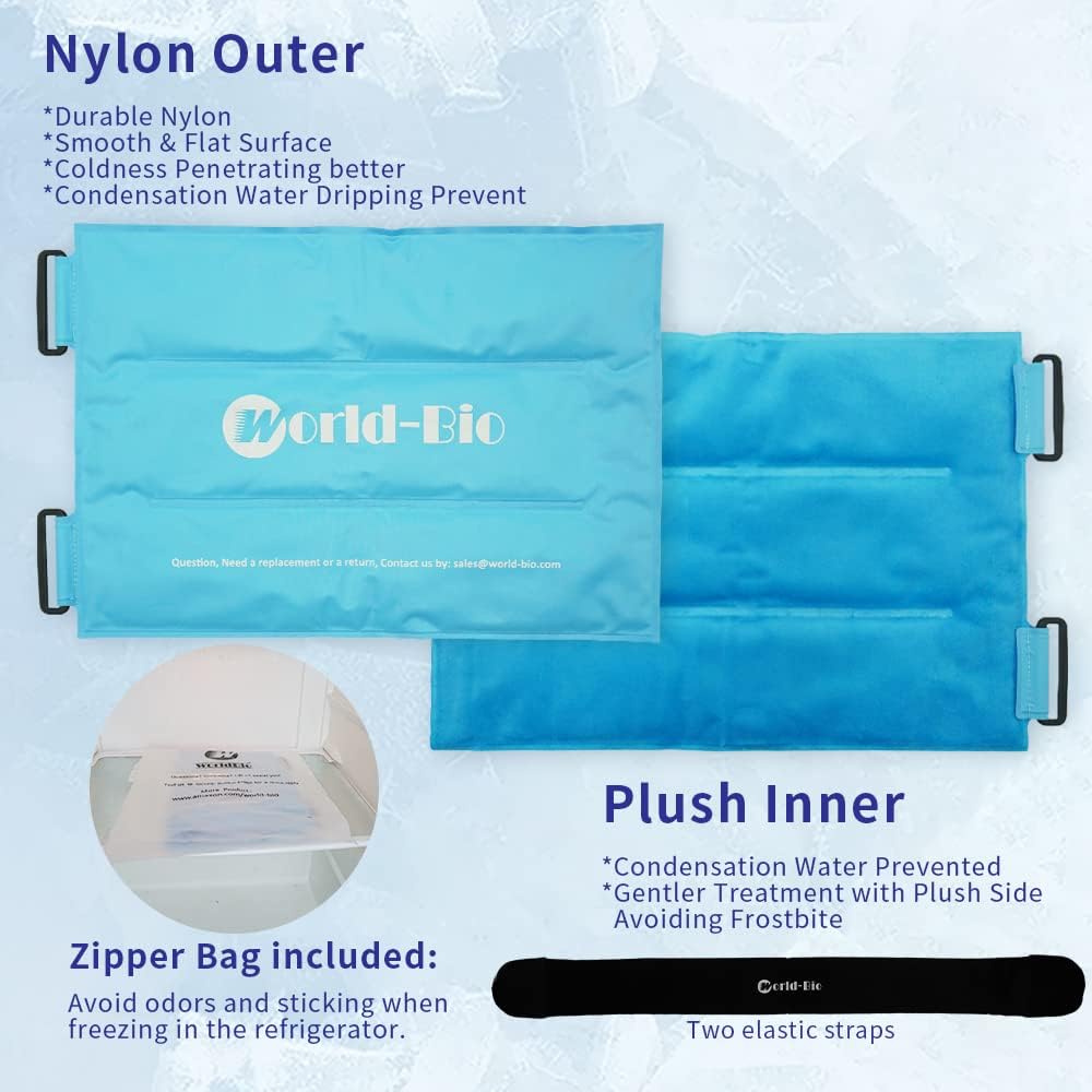 Knee Ice Pack Wrap for Pain Relief, Reusable & Flexible Gel Cold Pack for Leg Injuries, Swelling, Replacement Surgery, Hot & Cold Compress Knee Ice Wrap for Arthritis, Post-Surgery Recovery