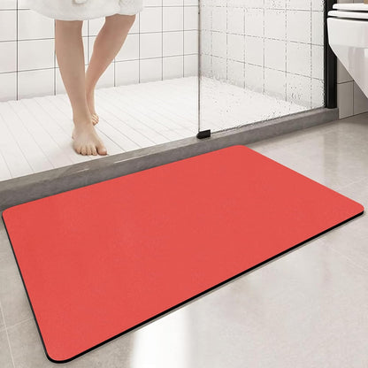 Diatomaceous Earth Bath mat Bathroom Rugs Super Absorbent Quick Dry Non Slip Bath Mat Thin Bathroom Floor Mats Fit Under Door-Shower Rug for in Front of Bathtub Shower, Red, 15.7"*23.6"