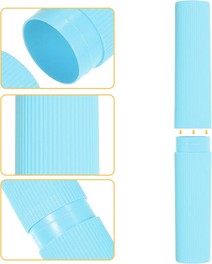 VOCOSTE 1 Pcs, Vertical Stripe Toothbrush Case, Plastic, Traveling Toothbrush Holders Case, Travel Business, Sky Blue, 7.87"x1.18"