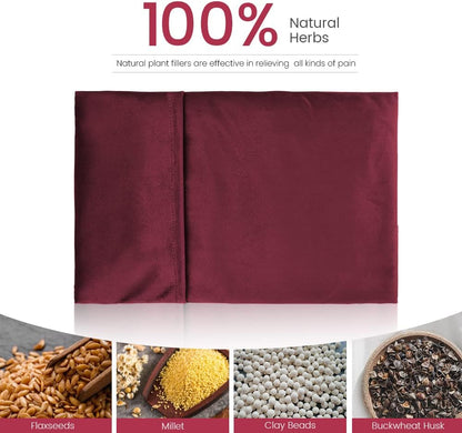 Heating Pad Microwavable with Washable Cover, 8 x 12 Multipurpose Microwave Heating Pad for Neck and Shoulders, Moist Heat Bean Bag Warm Compress for Knee, Muscles, Joints, Wrist, Abdomen (Wine Red)