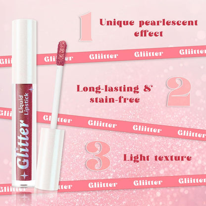 Red Brown Metallic Lipstick for Women,Lightweight Glitter Sparkling Liquid Lipsticks,Shimmer Lip Gloss Stain Long Lasting Waterproof Smudge Proof Non-Drying 24 Hour Full Coverage Lip Makeup,Vegan