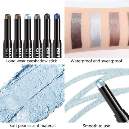 Silver Grey Shimmer Cream Eye Shadow Stick Makeup for Women, Silver Grey Shimmer Matte Eye Shadow Brightener Stick for Eyes, Waterproof Eyeshadow Pencil Applicator Blendable for Eye Highlight 15