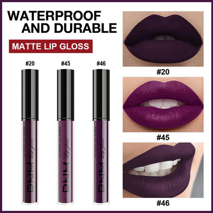 evpct 3Pcs Dark Purple Mauve Plum Maroon Matte Liquid Lipstick Lip Stain Sets for Women Matte+Lipstick Long Lasting Permanent 24 hr Hours Magic Lipstick 24 Hours original Waterproof 22#