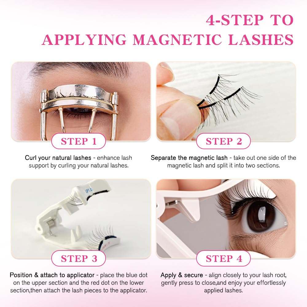 VEYESBEAUTY Magnetic Eyelashes with Applicator Reusable Magnetic Lashes Natural Look No Glue Needed False Eyelashes, Moonlit Lashes Kit Easy to Wear and Remove