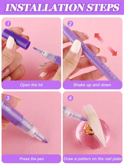 12 Color 3D Nail Art Pens Set, Kalolary Nail Point Graffiti Dotting Pen Drawing Painting Liner Brush for DIY Nail Art Beauty Adorn Manicure Tools